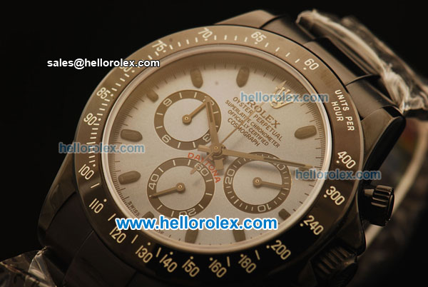 Rolex Daytona Chronograph Swiss Valjoux 7750 Automatic PVD Case and Grey Dial-PVD Strap - Click Image to Close